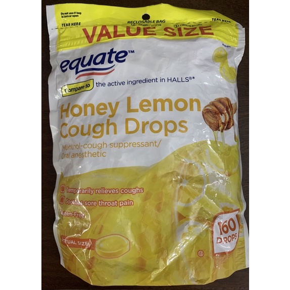 Kẹo ngậm Equate Lemon Cough Drops Mỹ