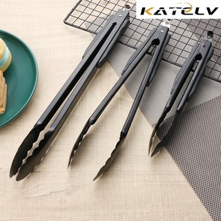 Kẹp gắp thức ăn KATELV thép không gỉ 304 màu đen chống dính đa năng tiện lợi