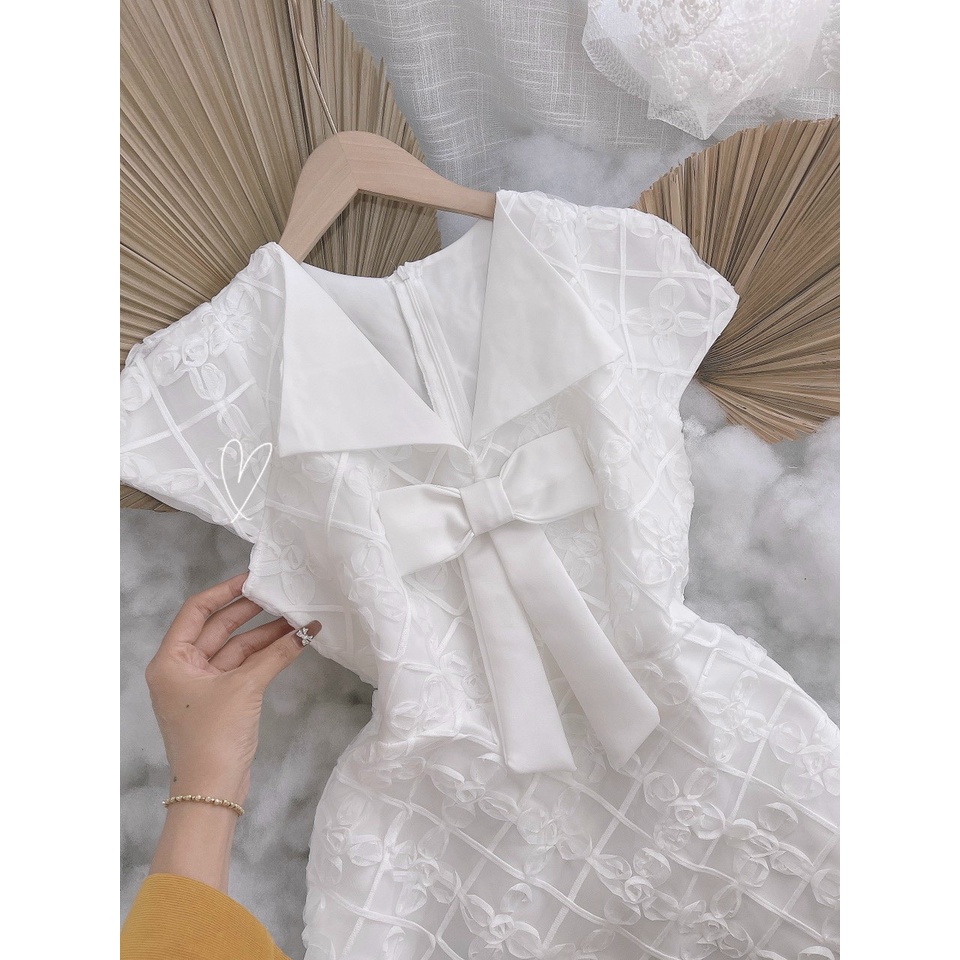 Đầm/váy ren hoa nổi đính nơ tiểu thư siêu nhẹ nhàng My.Clothing V40