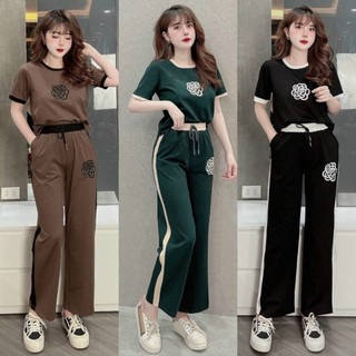 Set bộ thời trang ống suông hoa thêu