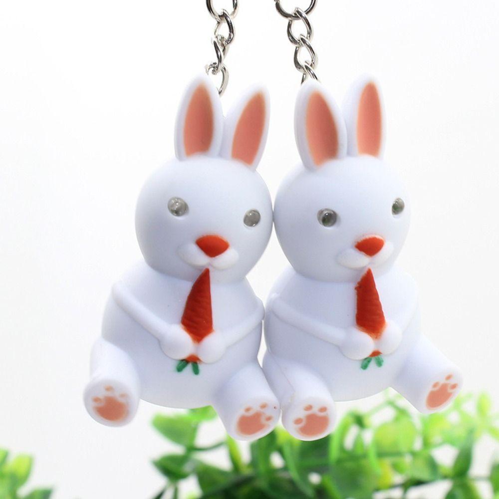 AARON1 1 Móc Khóa Hình Thỏ Có Đèn Led Dễ Thương