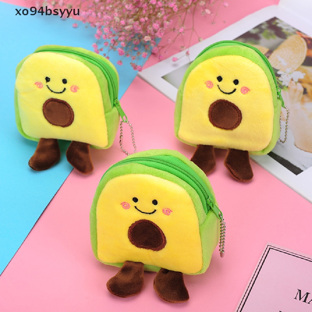 Túi Đựng Tiền Xu / Tai Nghe Hình Trái Bơ Xo94Bsyu Bằng Lông Nhung Dễ Thương Xinh Xắn