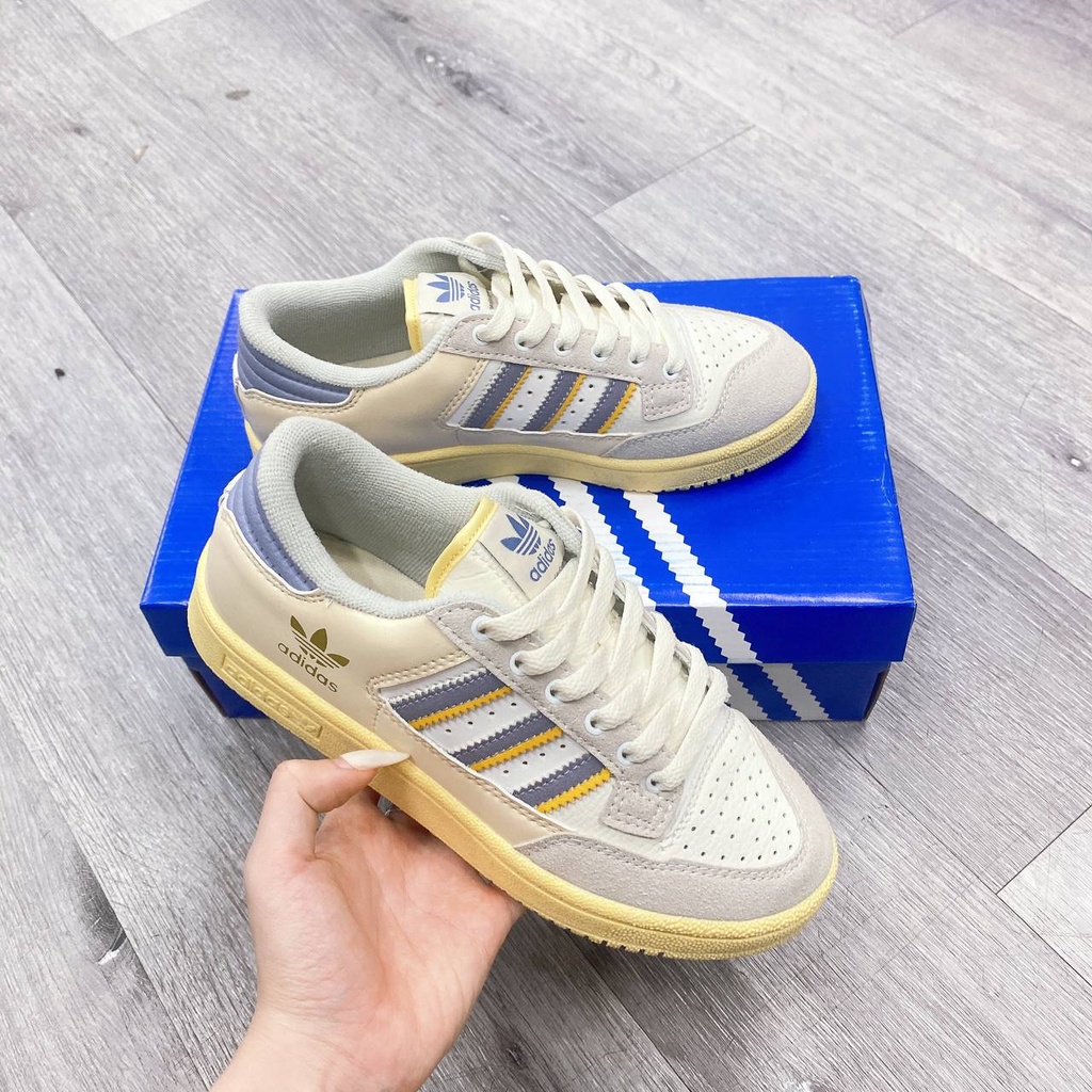 Giày thể thao nam nữ adidas Forum low 85 , Das forum sọc tím đế vàng mới nhất 2022 full box