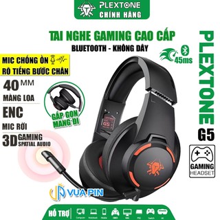 Tai nghe chụp tai bluetooth Plextone G5 chống ồn có mic gaming độ trễ thấp 45ms
