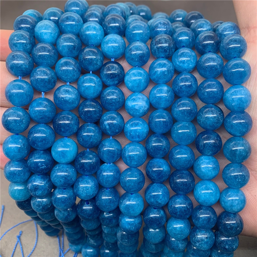 Set Đá Xanh Lam Tự Nhiên 3A Kích Cỡ 6 / 8 / 10mm Dùng Làm Đồ Trang Sức Thủ Công