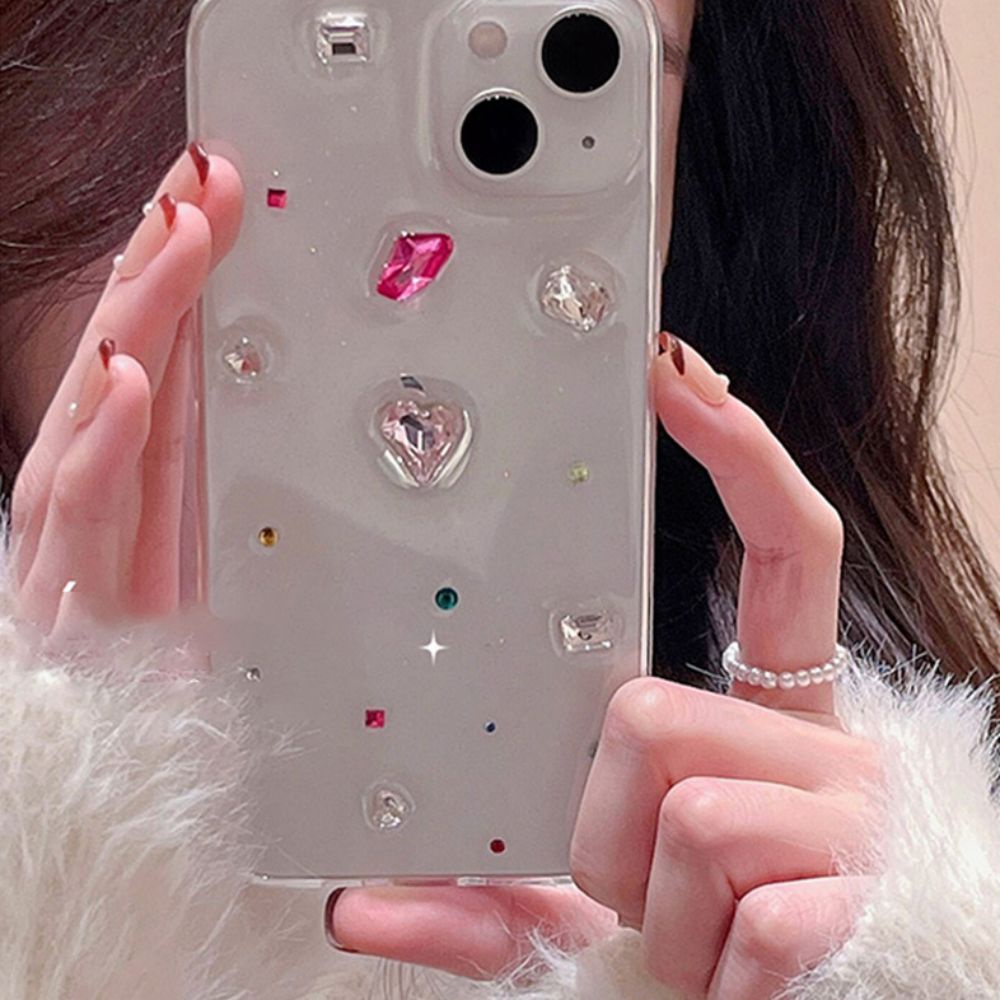 Ốp Điện Thoại TPU Mềm Chống Sốc Chống Dấu Vân Tay Đính Kim Cương Lấp Lánh Cho IPhone 11 12 13 14 Pro Max