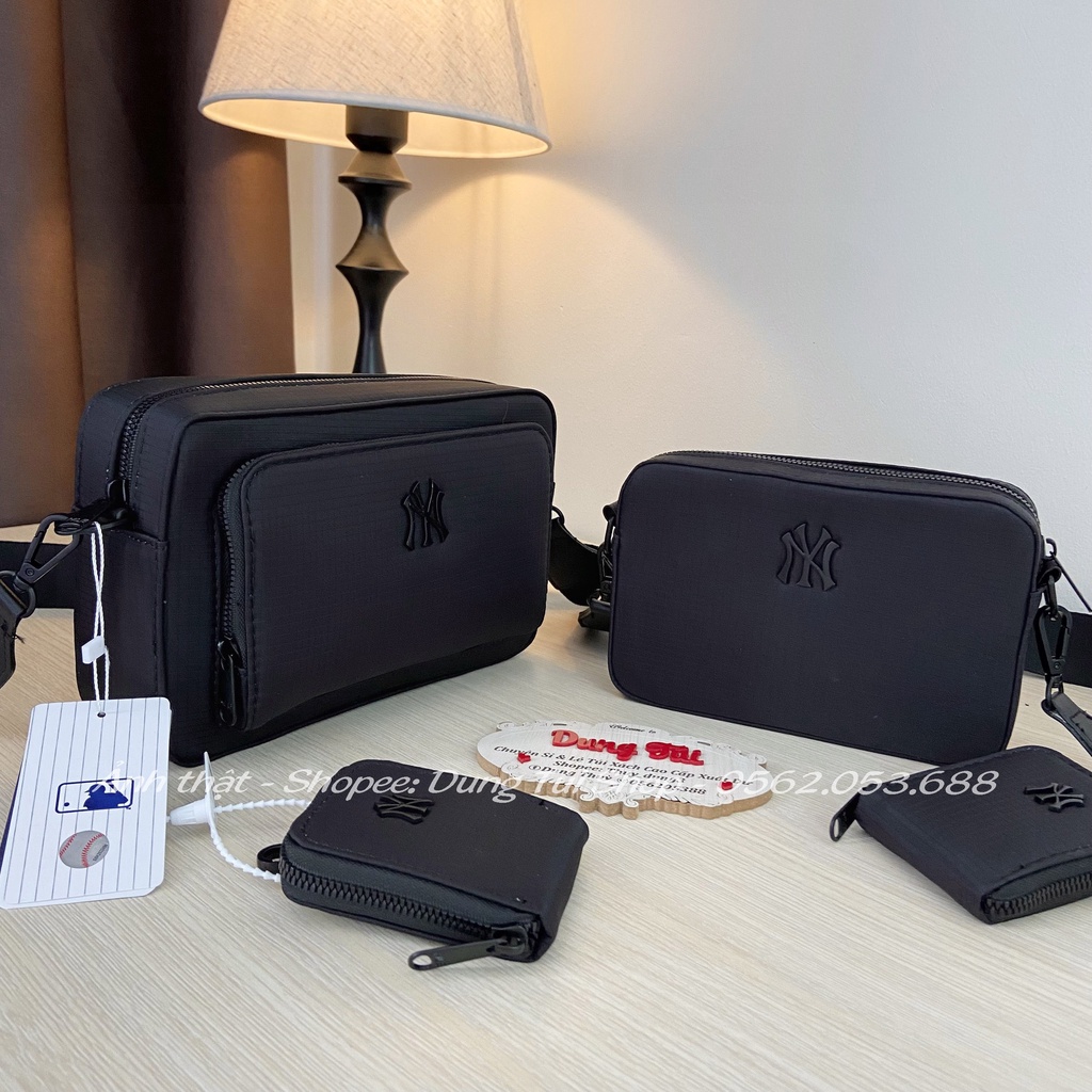 Túi NY basic đen mờ đeo chéo 1 ngăn và 2 ngăn kèm túi nhỏ nam nữ đều dùng được