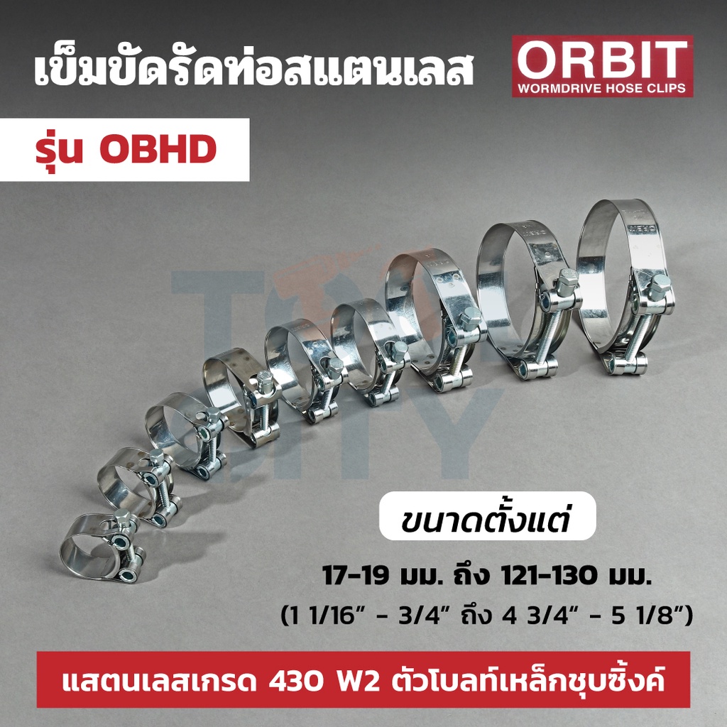 Kẹp ống áp suất cao ORBIT 121-130 Mm. Model OBHG-130 Làm Từ Bu Lông Mạ Kẽm Inox 430 W2 (Obit)