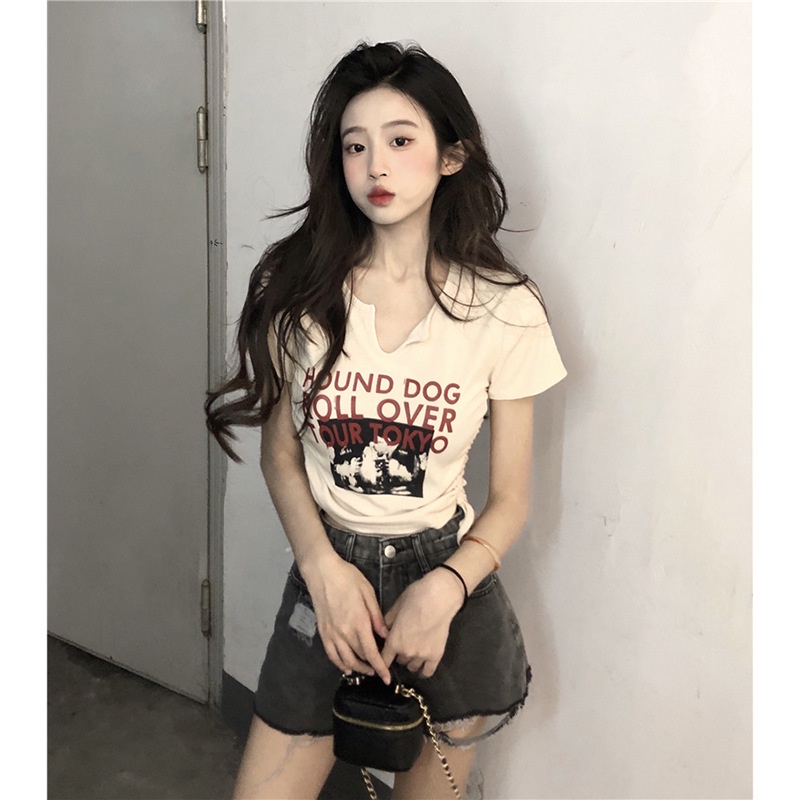 Áo croptop thun nữ l66studio dây rút mặc 2 kiểu ôm body tay ngắn cổ tim sexy thun lạnh co dãn đẹp vintage bigsize A046
