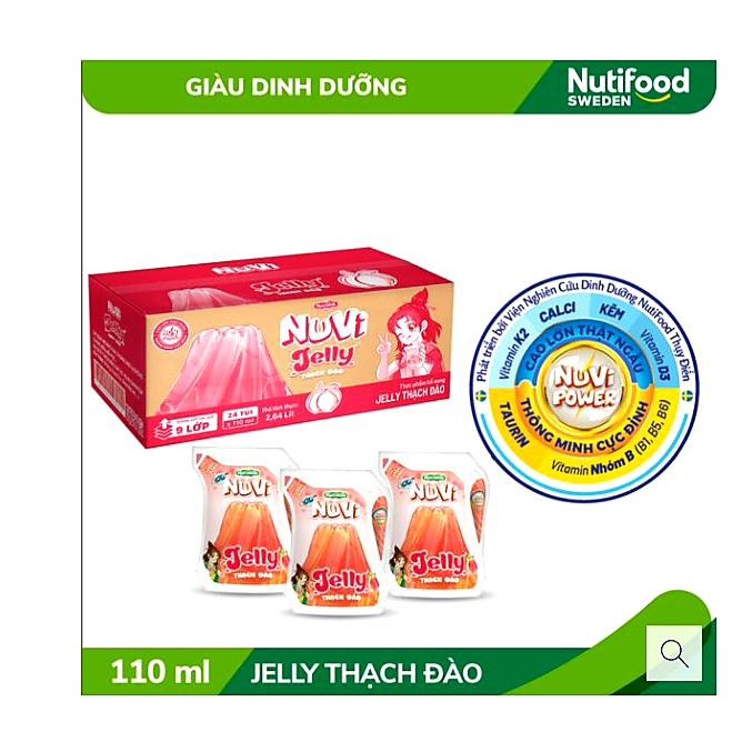 [HSD T4-2024] Thùng 24 Túi Nuvi Jelly Thạch Đào Túi NuVi Power 110ml.