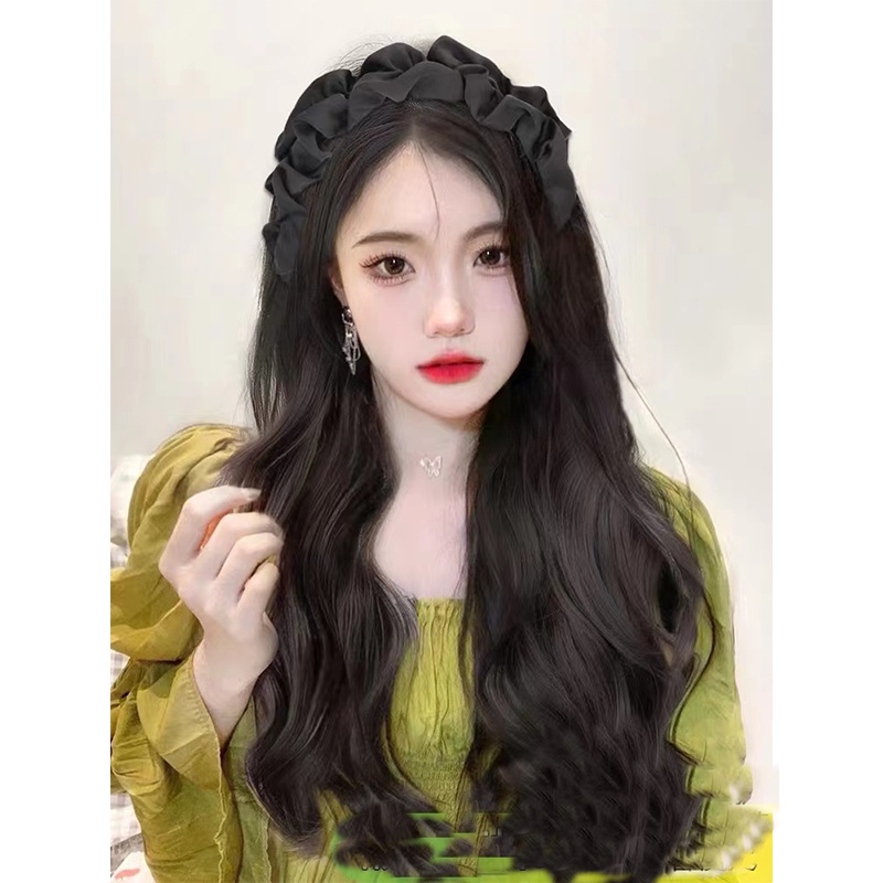 Bộ Tóc Giả Dài Thẳng / Xoăn Chữ U Màu Đen Có Thể Tháo Rời Cho Nữ