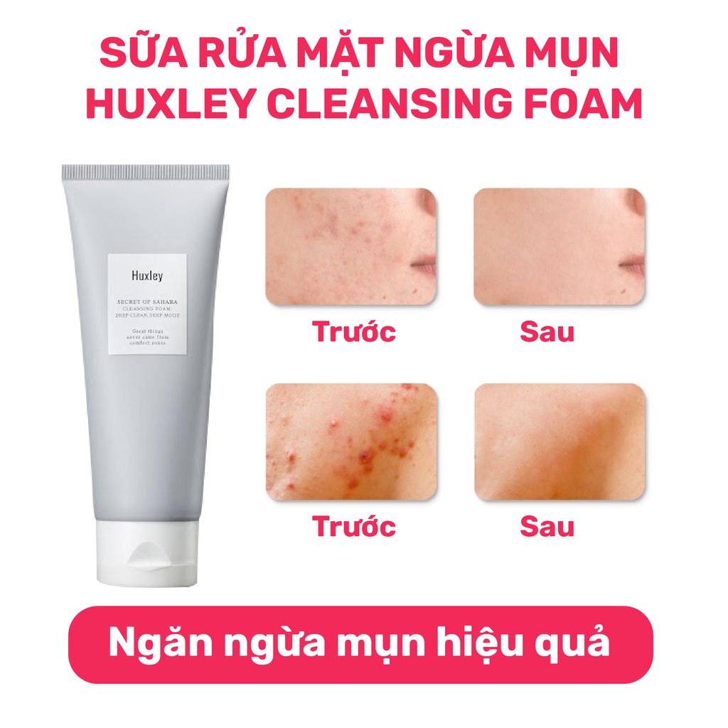 Sữa rửa mặt làm sạch chuyên sâu dạng bọt Huxley Cleansing Foam Deep Clean, Deep Moist 100g