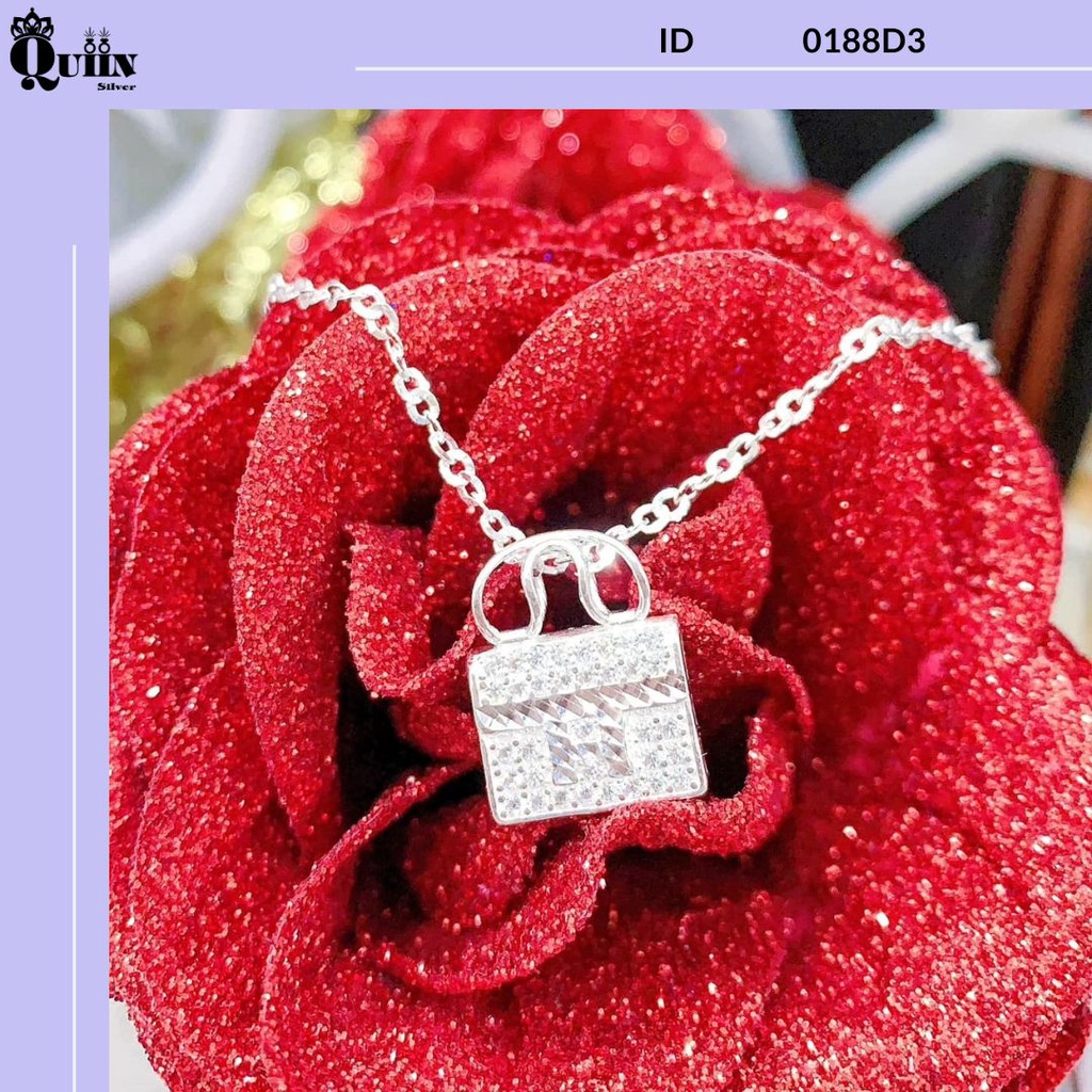 Dây chuyền/Vòng cổ bạc ta, bạc S925 Quiin - Mặt hình túi xách dành cho nữ 0188D