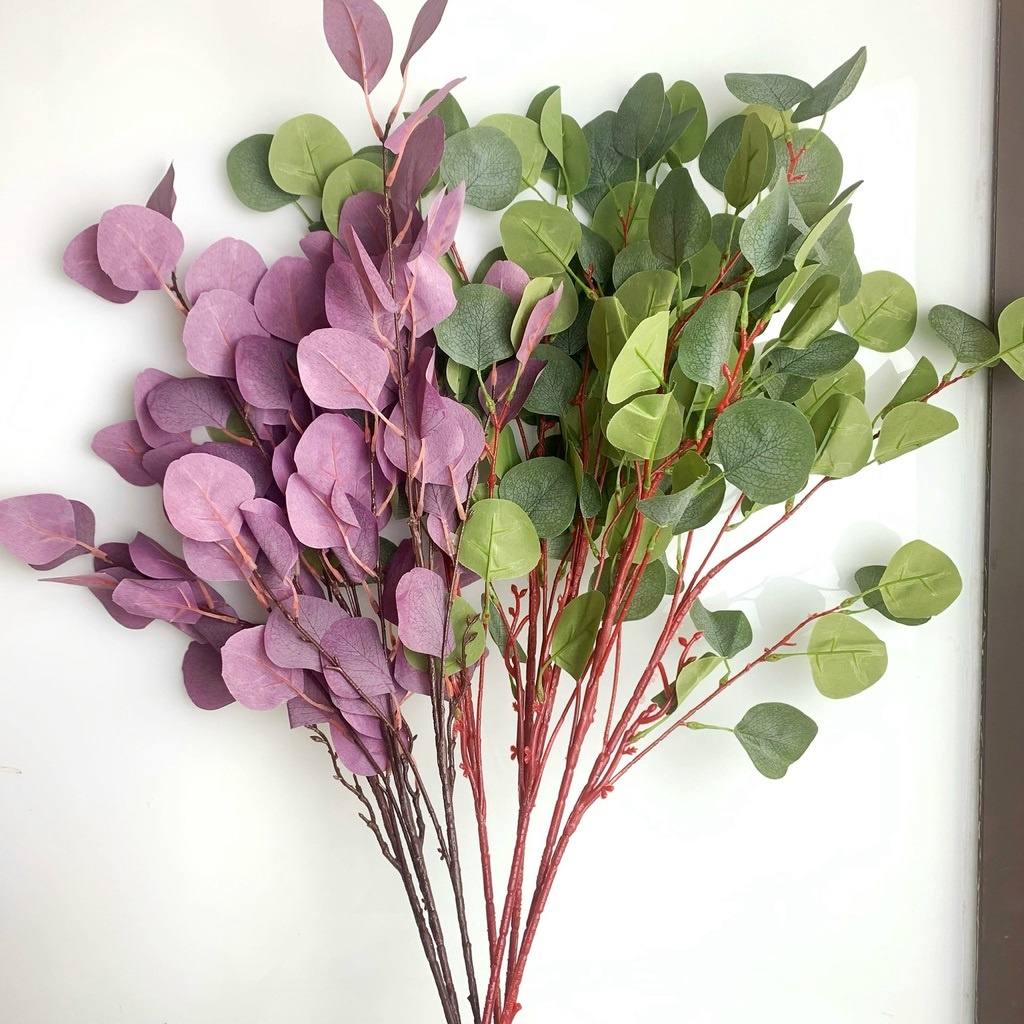 Lá bạch đàn giả nhập khẩu cao cấp cành dài 58cm dùng Decor trang trí nhà cửa, quán cafe.HL013