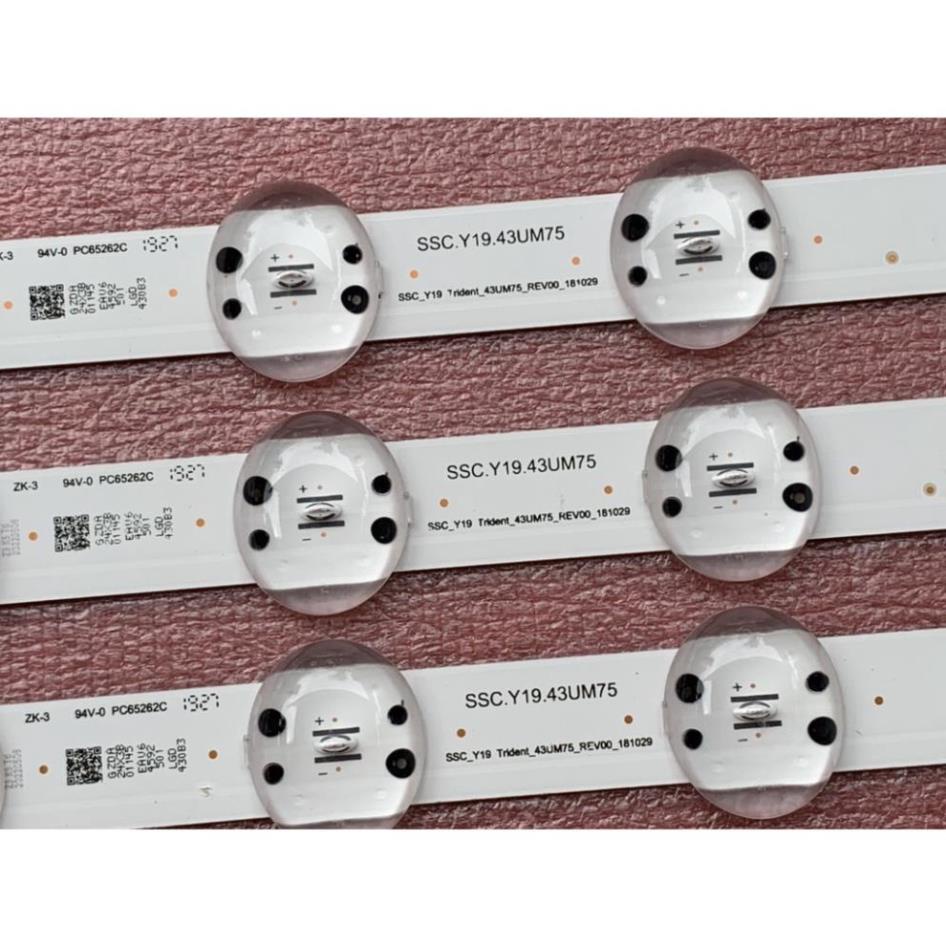 THANH LED TIVI LG 43UM7600 SSC-Y19-43UM75 Trident_43UM75_REV00_181029 MỚI 100% BỘ 3 THANH MỖI THANH 7 BÓNG 6V DÀI 44,5cm