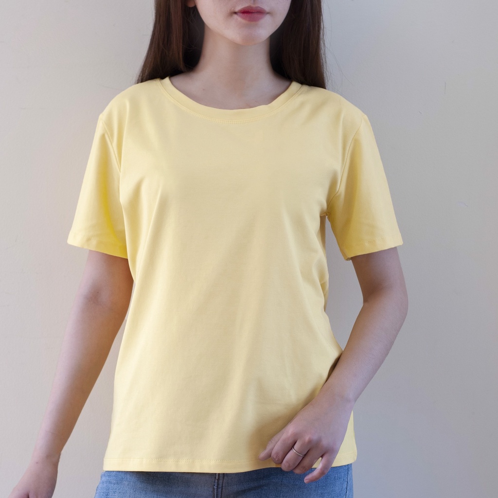 Áo Thun Vàng Chanh Chất Liệu Cotton Mịn mát Cho Cả Nam Và Nữ
