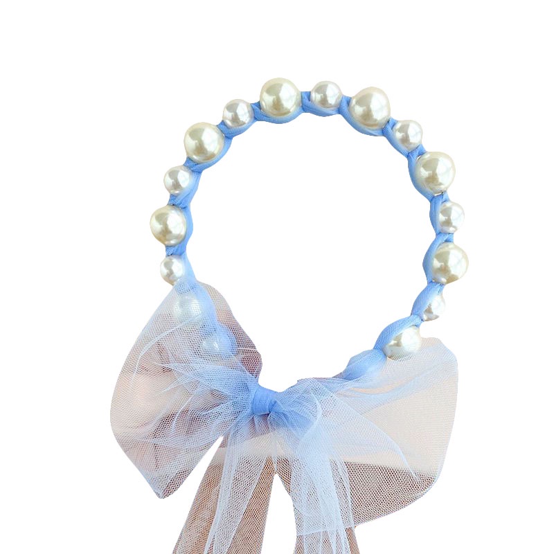 Băng Đô Ren Đính Ngọc Trai Và Nơ Xinh Xắn Cho Bé Gái