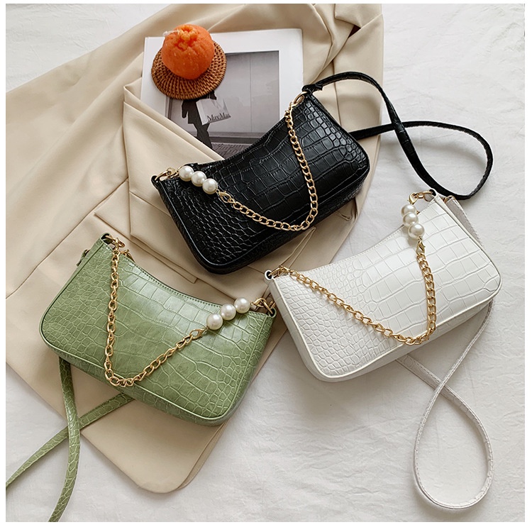 Túi Xách JASMIN NOIR Đeo Vai Họa Tiết Da Cá Sấu Thời Trang Cho Nữ