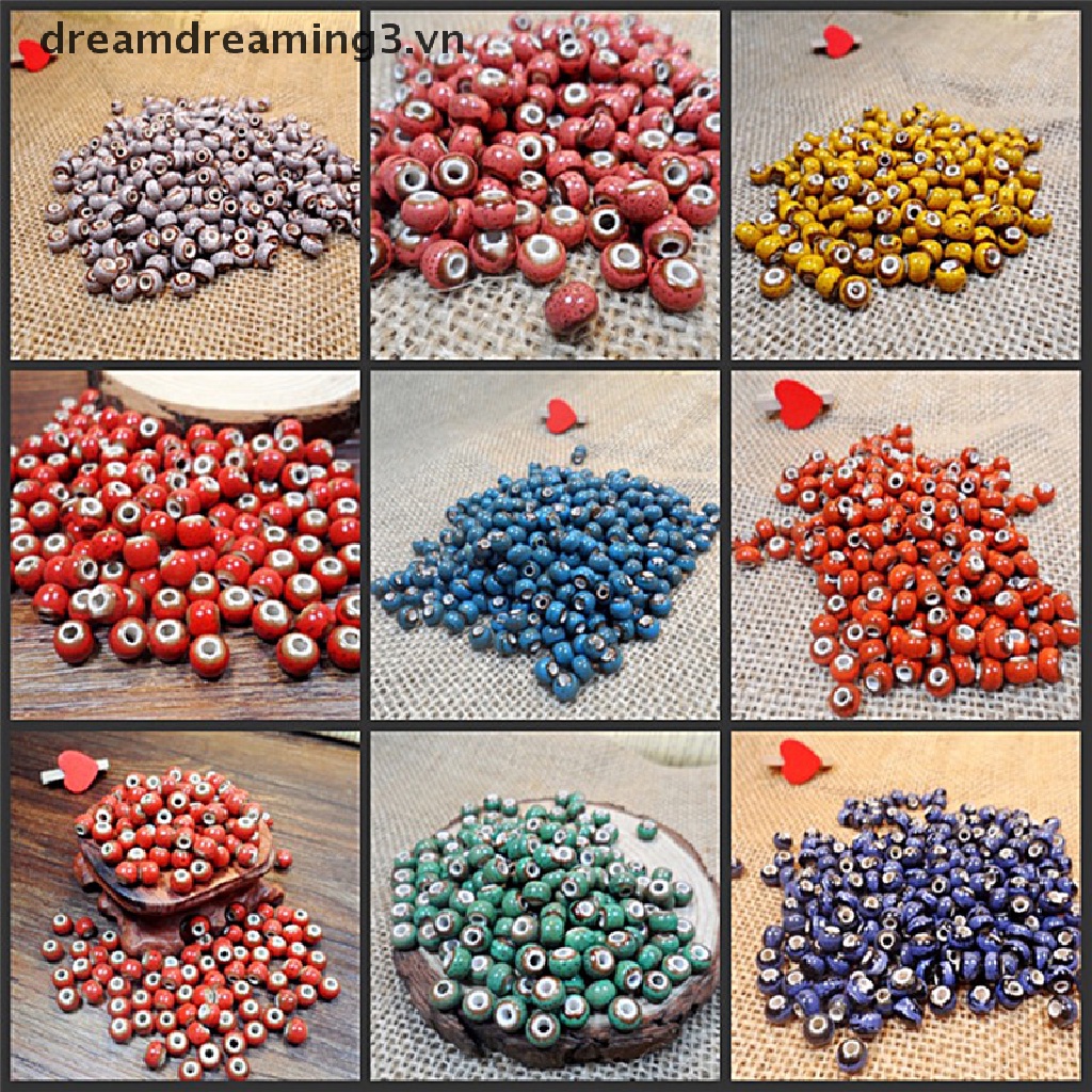 Set 50 Hạt Gốm Tráng Men 6mm Dùng Làm Trang Sức DIY