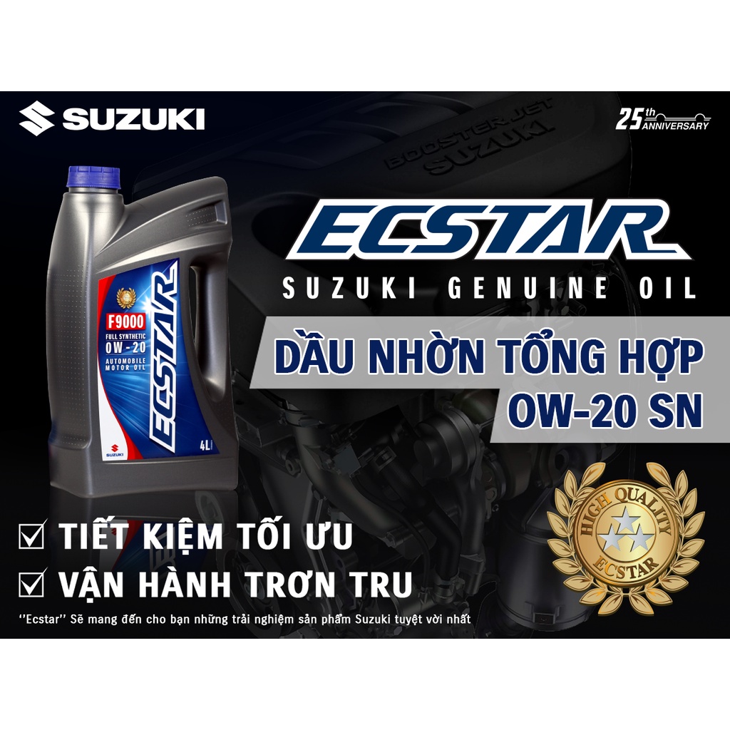 DẦU NHỚT TỔNG HỢP TOÀN PHẦN SUZUKI ECSTAR 0W-20 SN CAO CẤP 4 LÍT