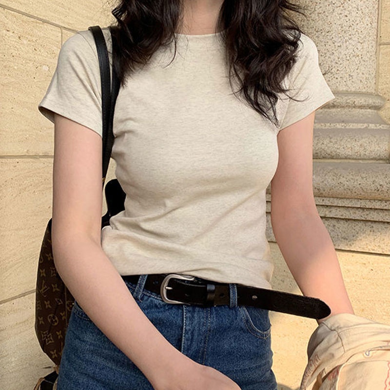 Áo Thun Tay Ngắn Cổ Tròn Mỏng Thời Trang Cho Nữ áo croptop