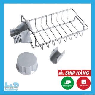 Kệ đựng đồ rửa chén inox gắn vòi tiện lợi đã năng - khay inox đựng đồ rửa bát chén