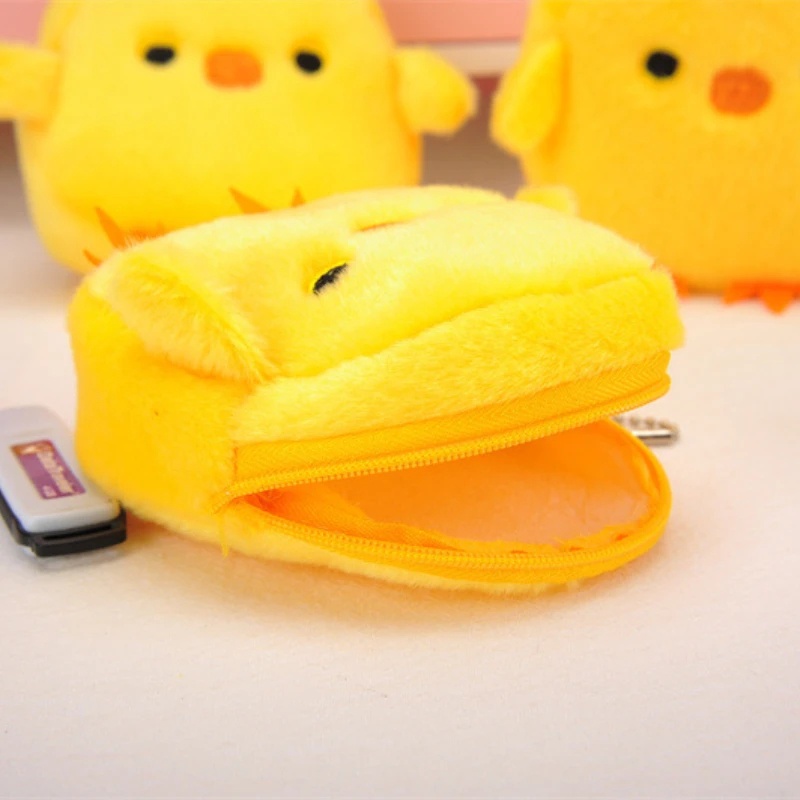 Ví Đựng Tiền Xu Mini Hình Gà Con Bằng Lông Nhung Có Khóa Kéo Dễ Thương Xinh Xắn
