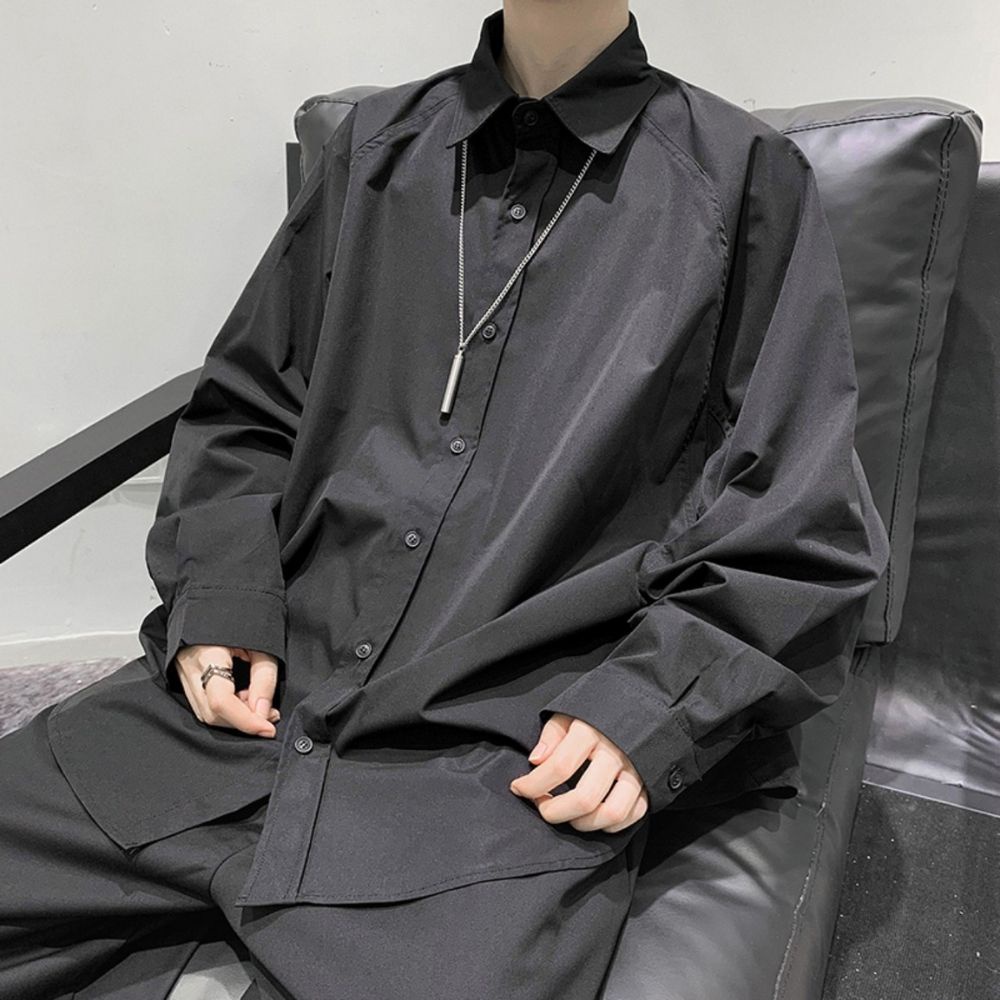 Mẫu mới áo sơ mi dài tay unisex trơn tặng kèm Cravat dáng rộng cá tính SOZO AO SOMI 9000020