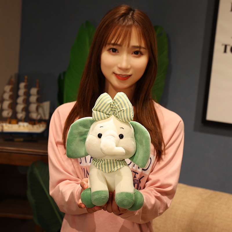 Thú Nhồi Bông Hình Voi Đeo Nơ Nhiều Màu Dễ Thương