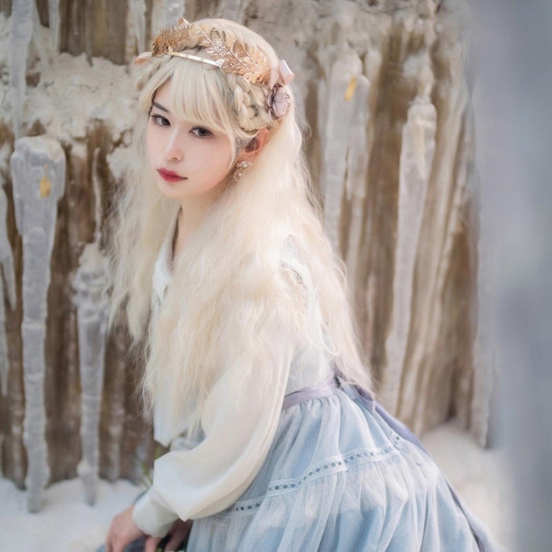 Băng Đô Cài Tóc Hình Lá Màu Vàng Lấp Lánh Phong Cách Baroque Cho Cô Dâu