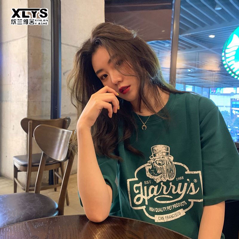 Áo thun XINLANYASHE tay ngắn dáng rộng thời trang Hàn Quốc 2023 cho nữ