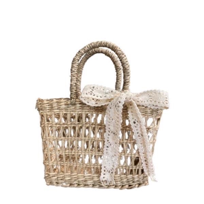 Túi cói mini, túi cói handmade cắm hoa hoặc cho bé xách