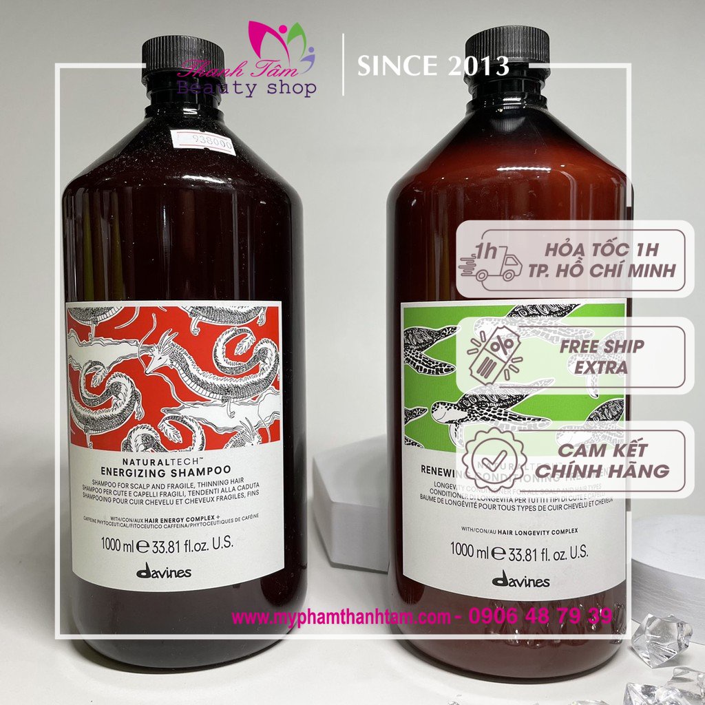 Dầu gội chống rụng tóc Energizing Davines + Dầu xả trường thọ Renewing Davines 1000mlx2