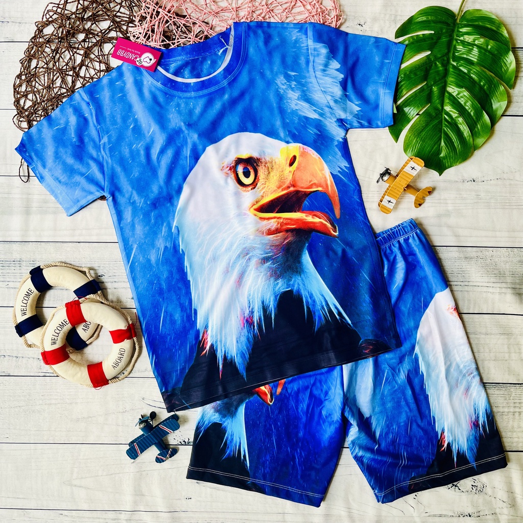 Đồ bộ bé trai, bộ thun lạnh in hình đại bàng và cọp 3D siêu ngầu, nhiều mẫu chất đẹp, thấm hút mồ hôi từ 10kg đến 60kg