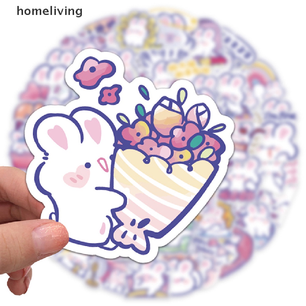 Bộ 60 Miếng Dán Trang Trí Sổ Tay / Nhật Ký Hình Thỏ Dễ Thương