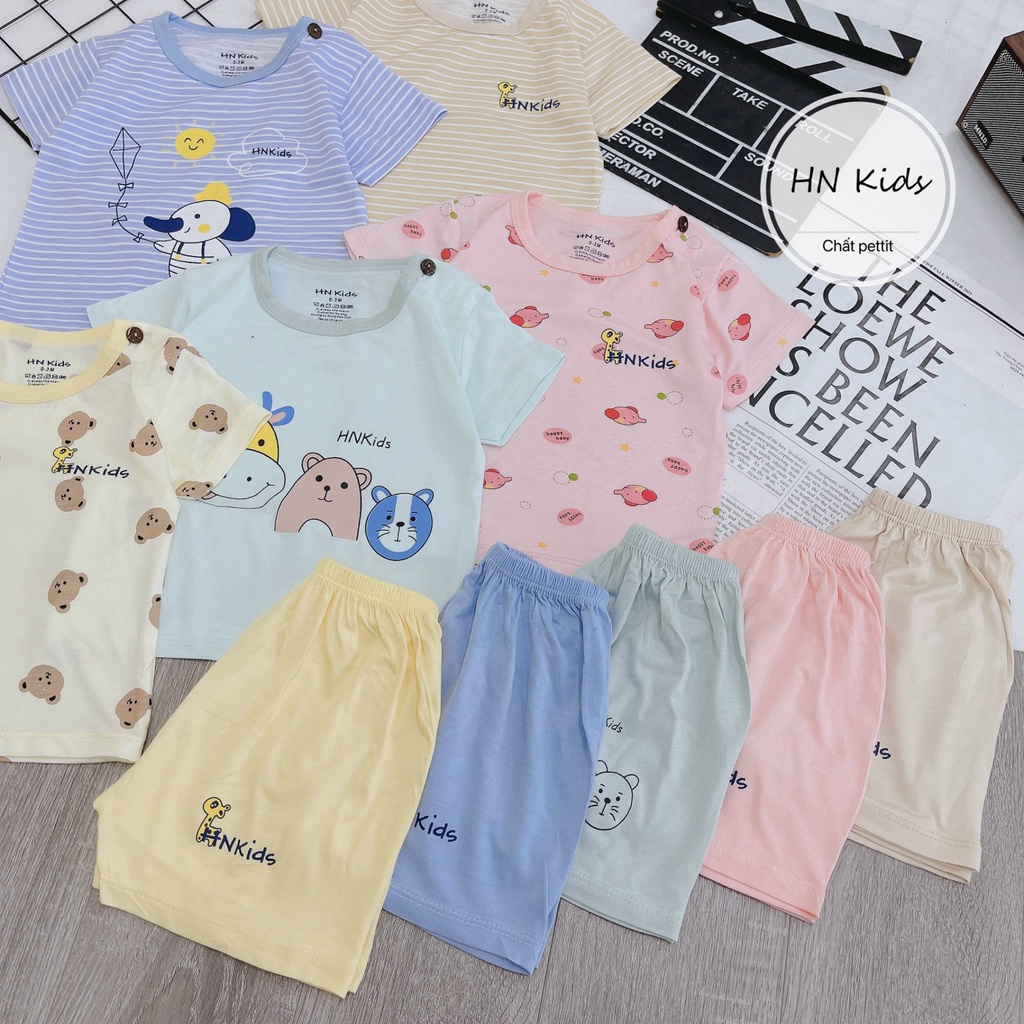 Bộ tay ngắn cài vai Petit sợi tre HN Kids