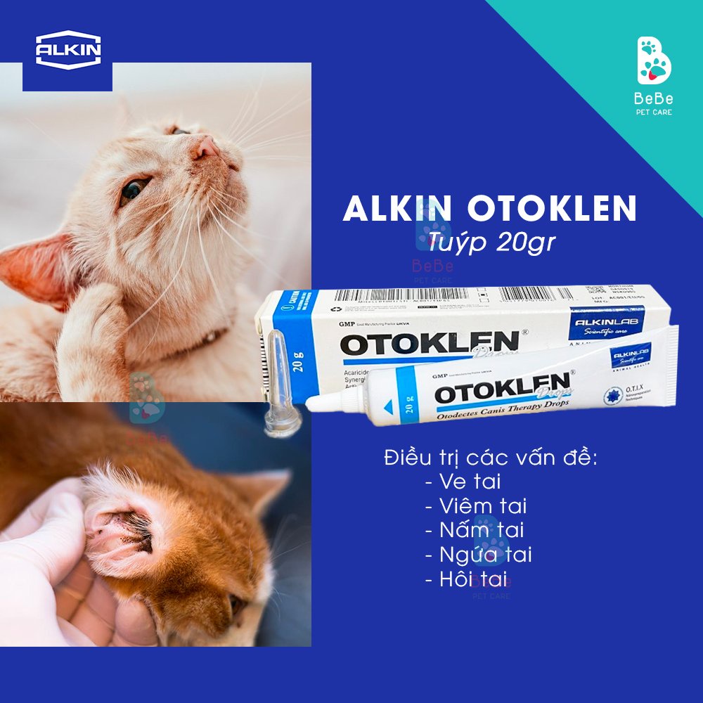 ALKIN OTOKLEN Giải Quyết Rận Nấm Viêm Tai Cho Chó Mèo