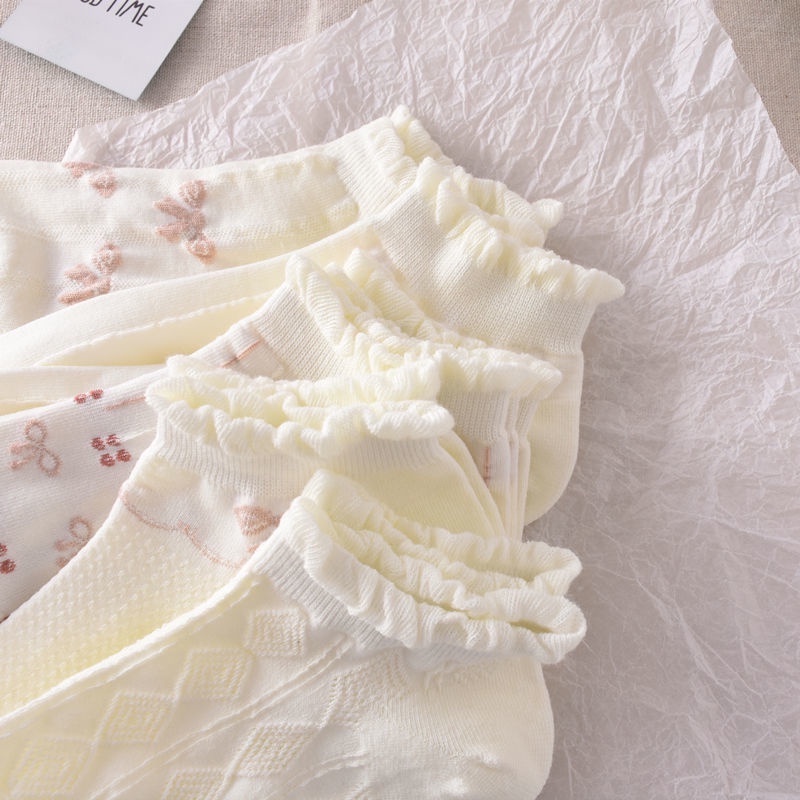 Set 5 Đôi Vớ Cotton Cổ Thấp Chống Trượt Thoáng Khí Thoải Mái