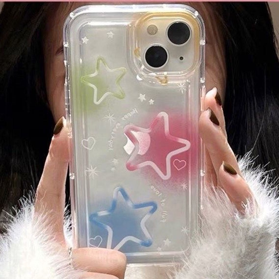 Ốp Điện Thoại TPU Silicone Mềm Trong Suốt Chống Sốc In Hình Ngôi Sao Lấp Lánh Cho IPhone 14 13 11 12 Pro XS Max X XR 7 8 Plus