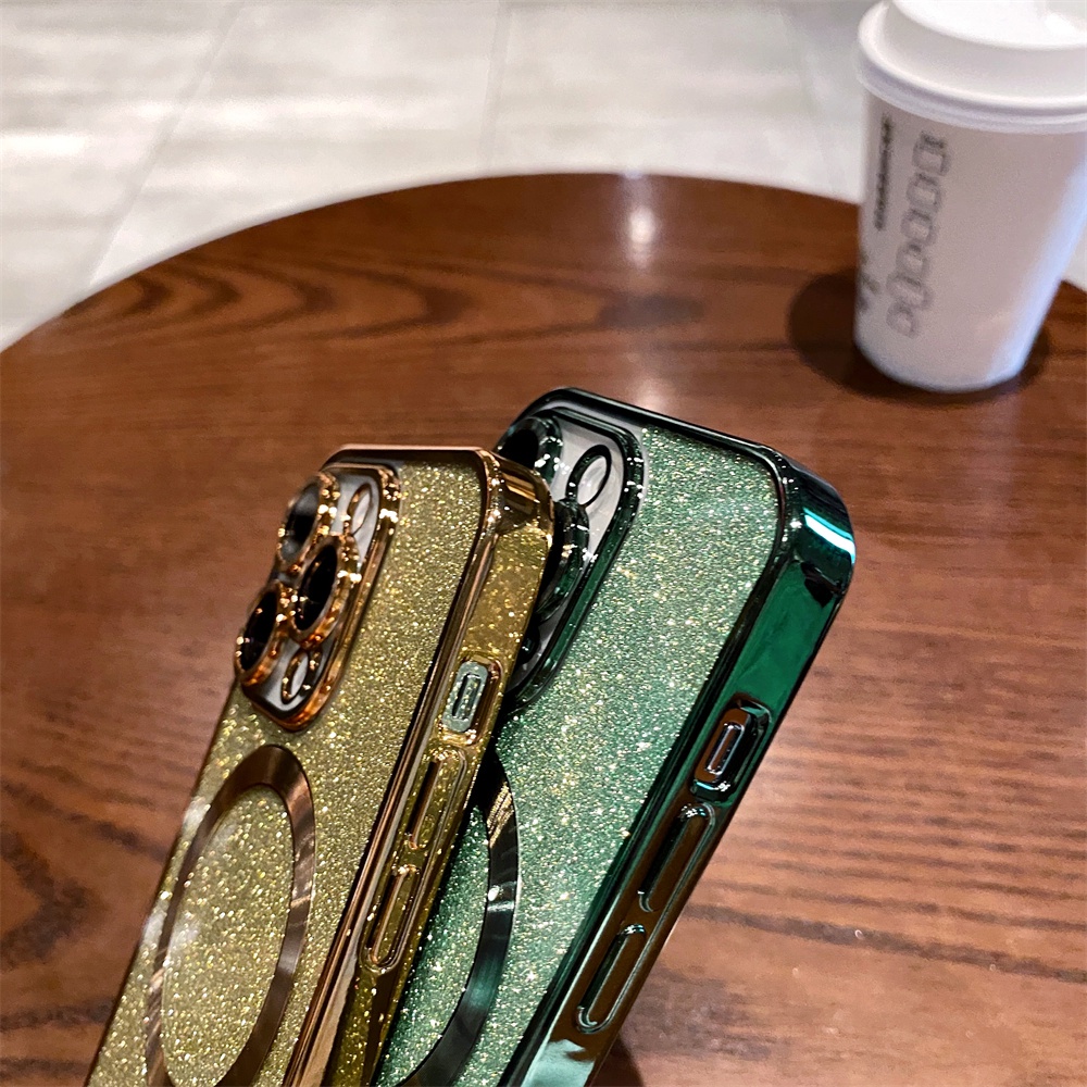 Ốp Điện Thoại Silicon Mềm Trong Suốt Mạ Điện Lấp Lánh Sang Trọng Có Miếng Dán Bảo Vệ Lens Cho iPhone 14 13 12 11 Pro Max 14 plus