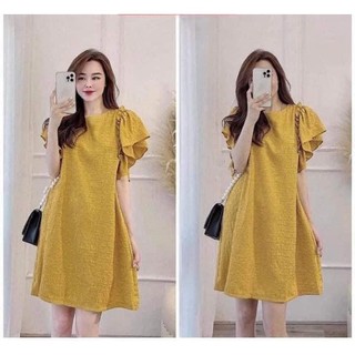Váy babydoll, váy bầu, đầm bầu chất vải đũi - Đầm bầu thiết ké chất vải đũi hàn chất vải mềm mát