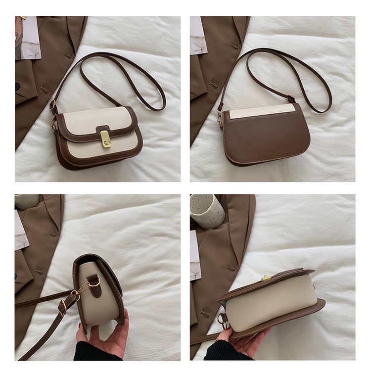 Túi xách nữ đeo chéo phong cách nữ tính thanh lịch khóa xoay có hai màu đen và trắng nâu