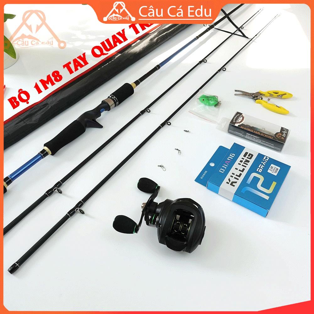 Combo Cần Câu Lure Máy Ngang 2 Khúc Giá Rẻ Bộ 80 Cần Knight 2 Ngọn kéo Cá Khỏe Máy Ngang LP 3000 Câu Cá Edu