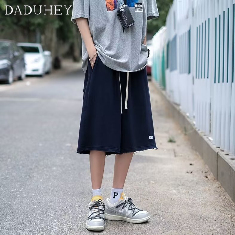 DaDuHey Summer Thin Straight Loose Shorts Men's Fashionable All-Match Framed Casual Crossed Pants