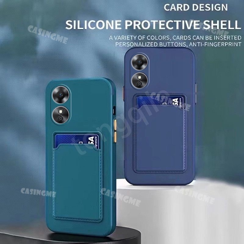 Ốp Điện Thoại Silicon Mềm Có Ngăn Đựng Thẻ Màu Kẹo Bảo Vệ Camera 2023 Oppo Reno8 T 5G Oppo Reno 8 T 8Z 8T Z 4G 5G
