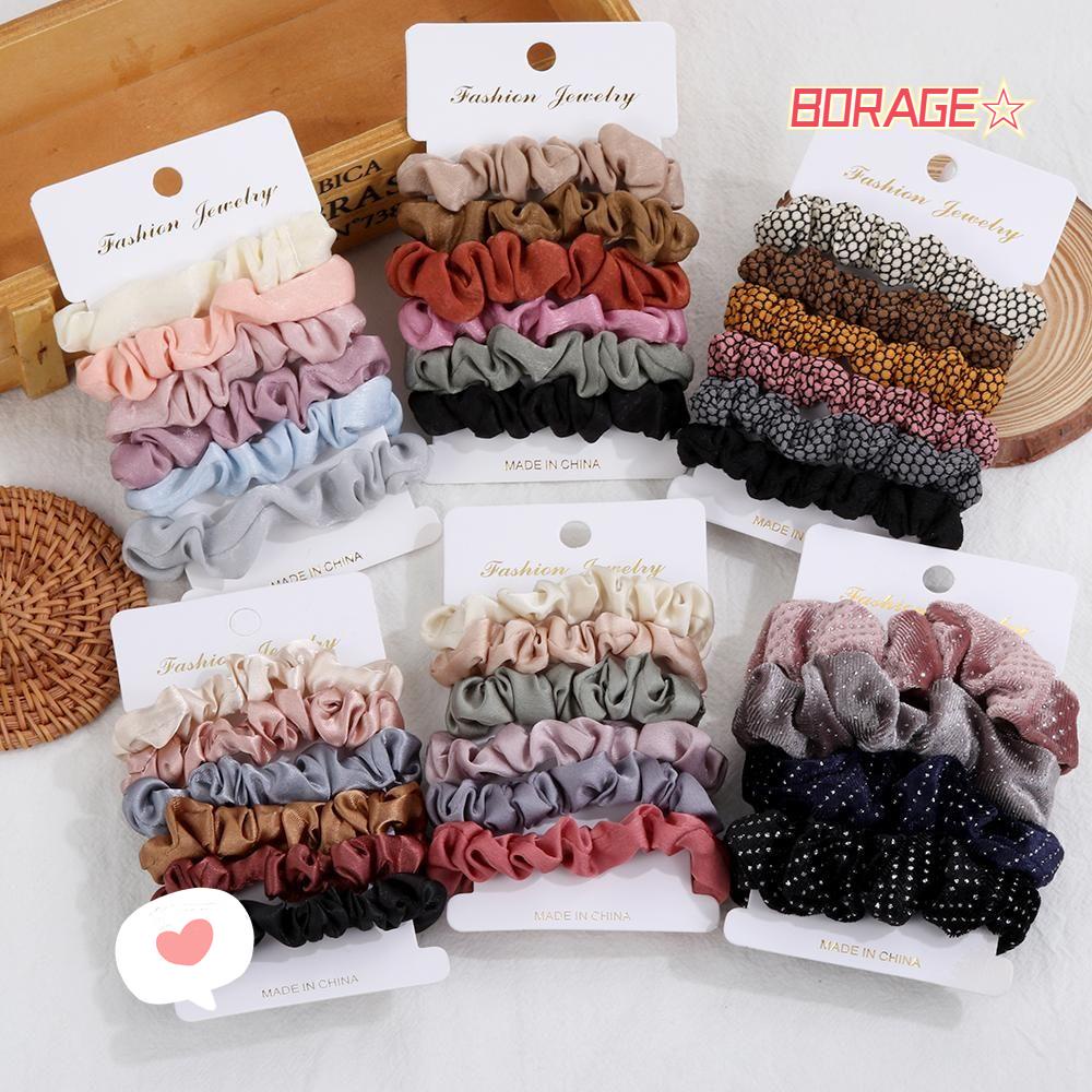 Set 4 / 6 Dây Buộc Tóc Đuôi Ngựa Phong Cách Vintage