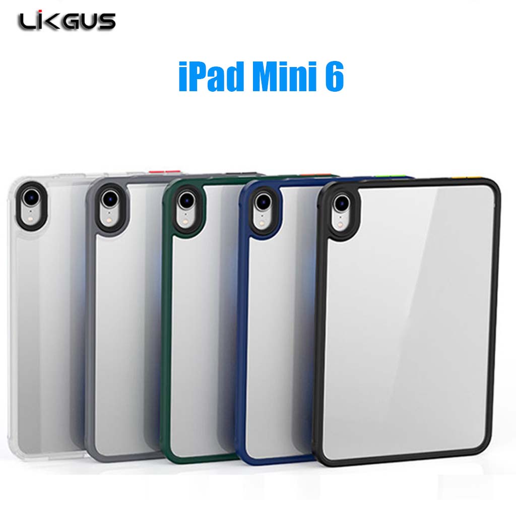 Ốp máy tính bảng Likgus chất liệu mặt lưng PC cứng trong suốt, viền màu TPU dẻo, chống sốc cho i.Pad Mini 6 2021