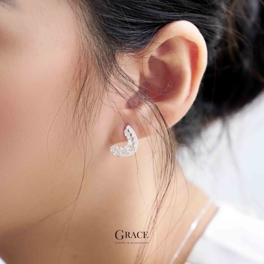 Khuyên tai đá cong nửa Meir Grace Jewelry