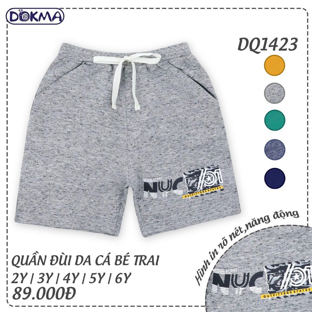 SALE 20% Quần đùi da cá mềm mát, quần short cotton bé trai Dokma DQ1368
