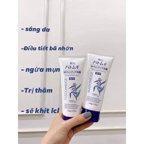 Sữa rửa mặt ý dĩ trắng da Hatomugi Nhật Bản 130g